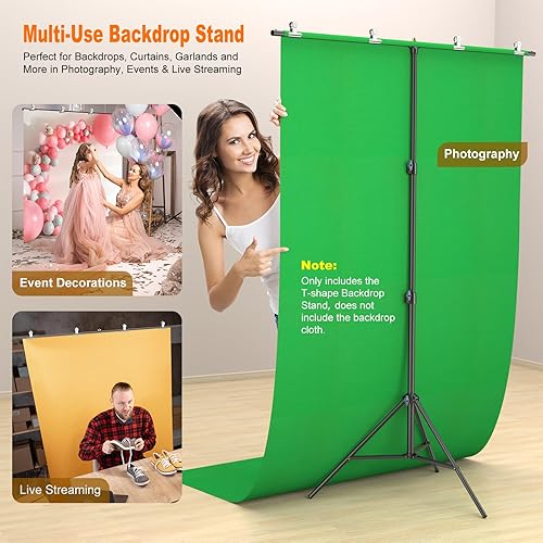 Miniatura 5 de LINCO Lincostore Zenith Portable T-Shape Background Backdrop Stand Kit 5x6.7ft - 5ft Wide (Fixed) and 6.7ft High (Adjustable)- Lightweight Only 4