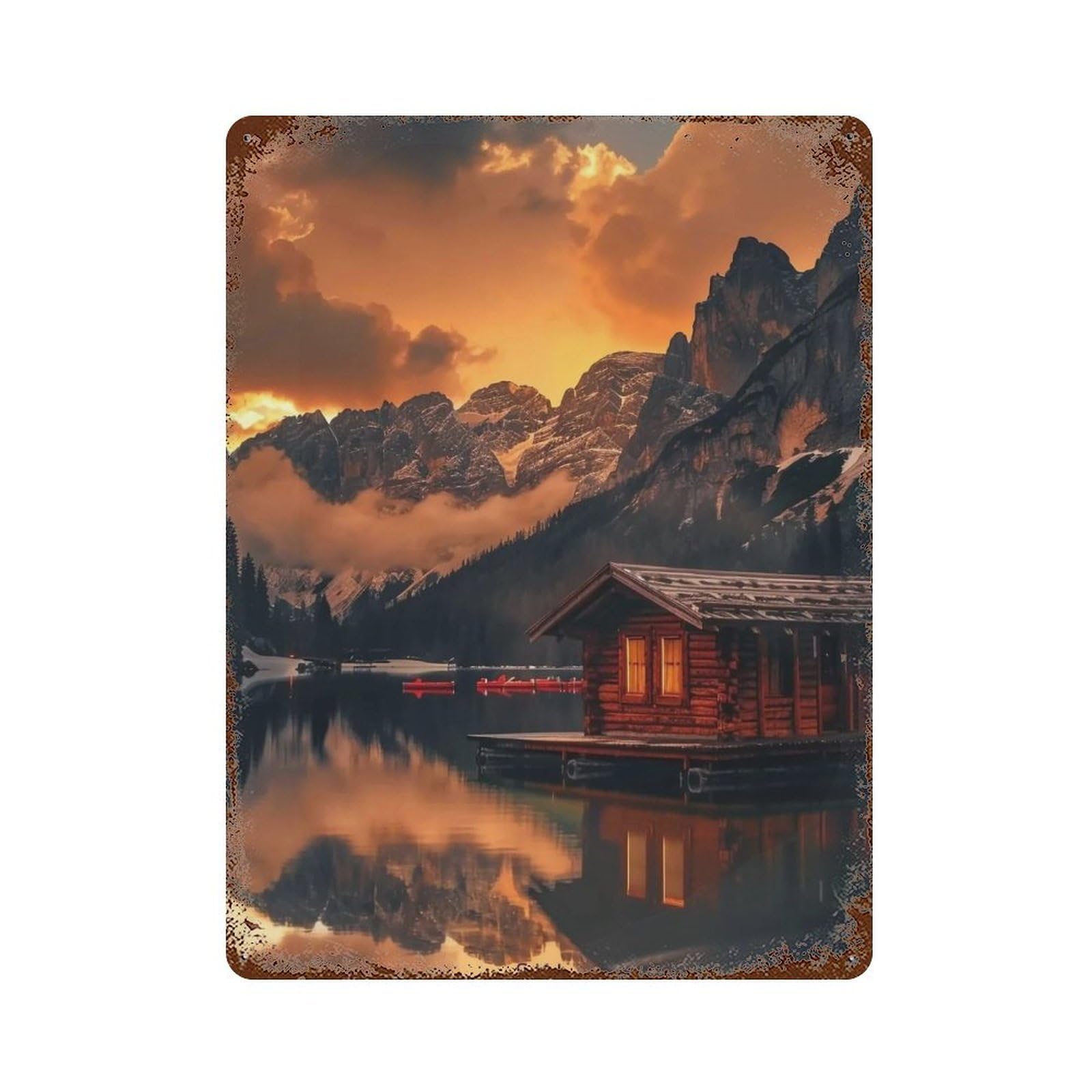 HDURYEYRYY Mountain Ski Cabin 02 Wall Retro Iron Vintage Art Metal Tin Sign Poster Modern Home Cofffee Club Art Bar Shop Decor Style 40x30cm