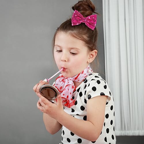 Miniatura 5 de Lazos para el cabello de lentejuelas brillantes de 4 pulgadas de color rosa intenso para niñas pequeñas, San Valentín, Navidad, cumpleaños, fiesta,