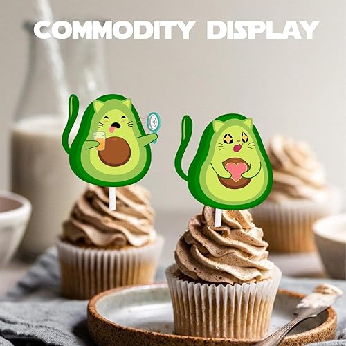 Miniatura 5 de Decoración para cupcakes de postre de aguacate con purpurina verde, decoración temática de guacamole para baby shower, niñas y niños, suministros de