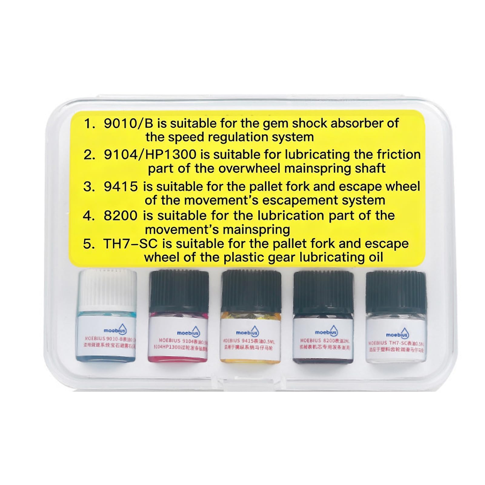 5PCS Premium Watch Synthetic Lubricating Oil Kit 9010 9104 9415 8200 TH7-CS Professional Smooth Repair Maintenance Tool Ideal