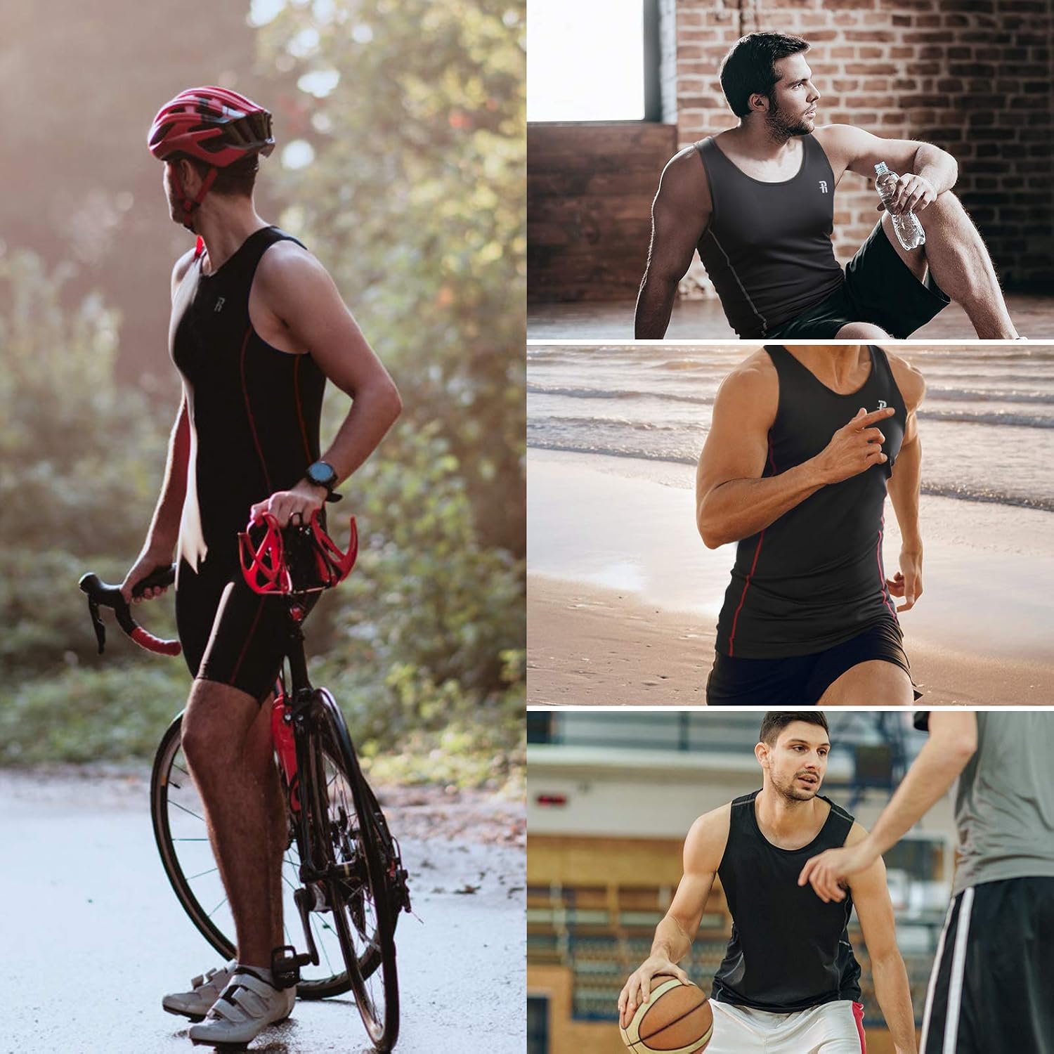 Runhit 3 Pack Men's Compression Tank Tops Sleeveless Compression Shirts for Men