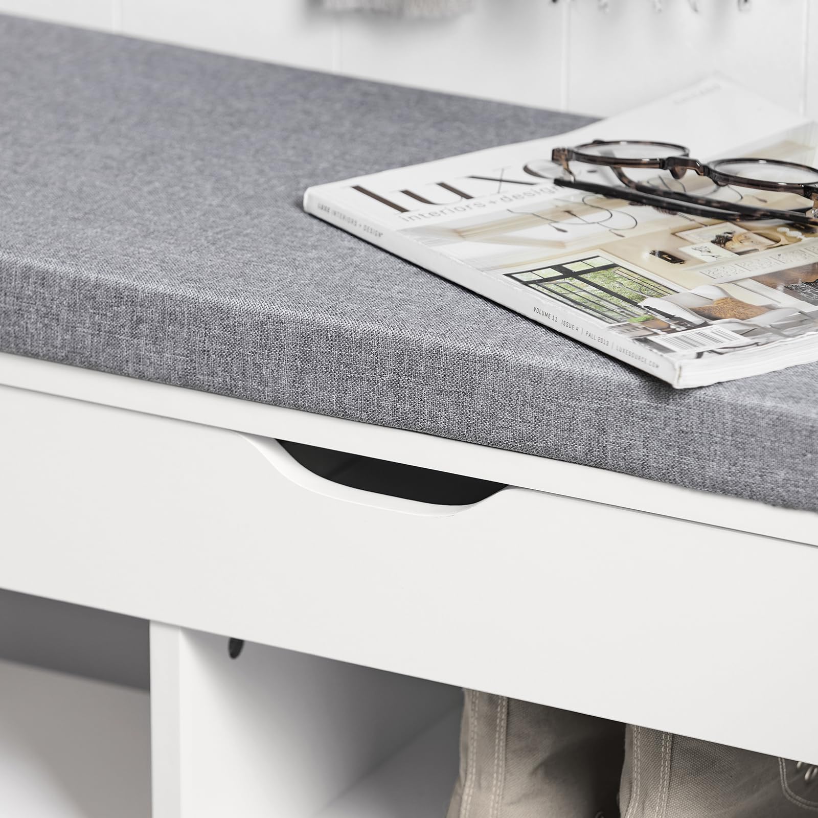 SoBuy Panca scarpiera legno Portascarpe salvaspazio Scarpiera Ingresso Cassapanca Contenitore da Interno con Seduta L80*P30*A48cm Bianco FSR45-HG