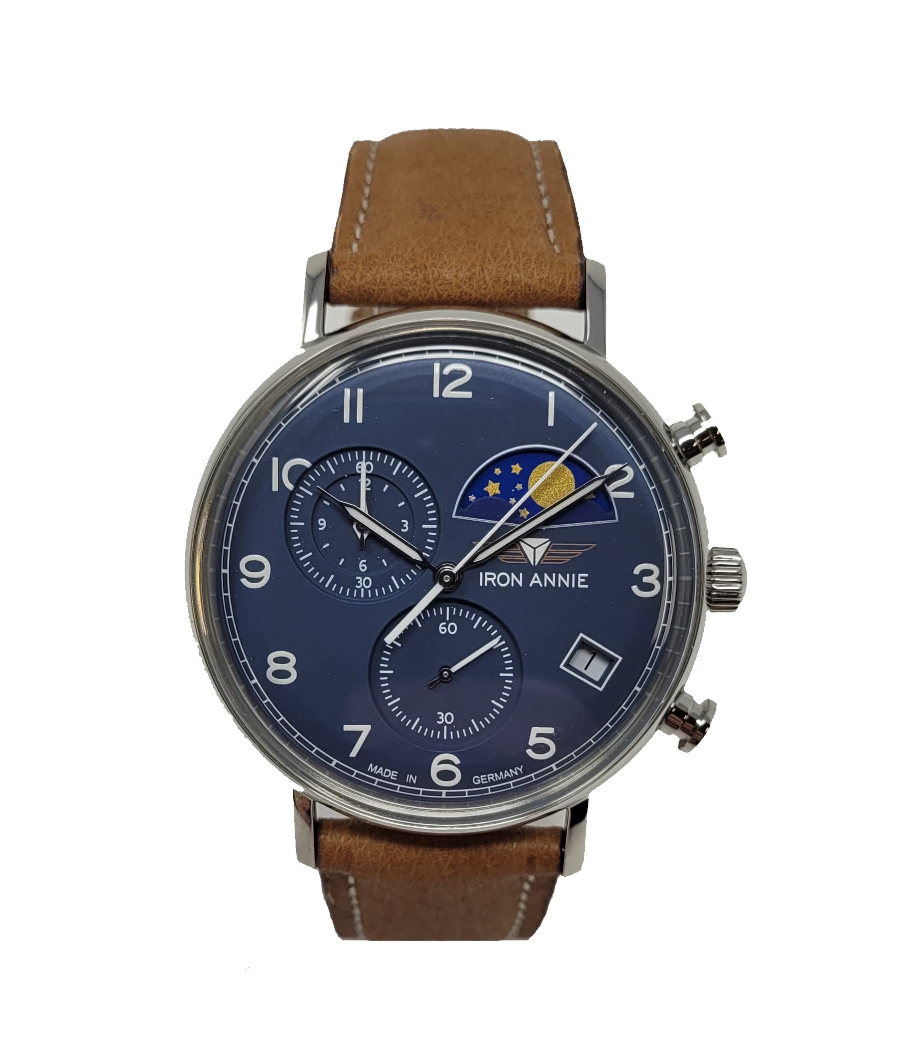 Iron Annie 5994-3 - Cronografo con fase lunare, quadrante speciale blu, Made in Germany