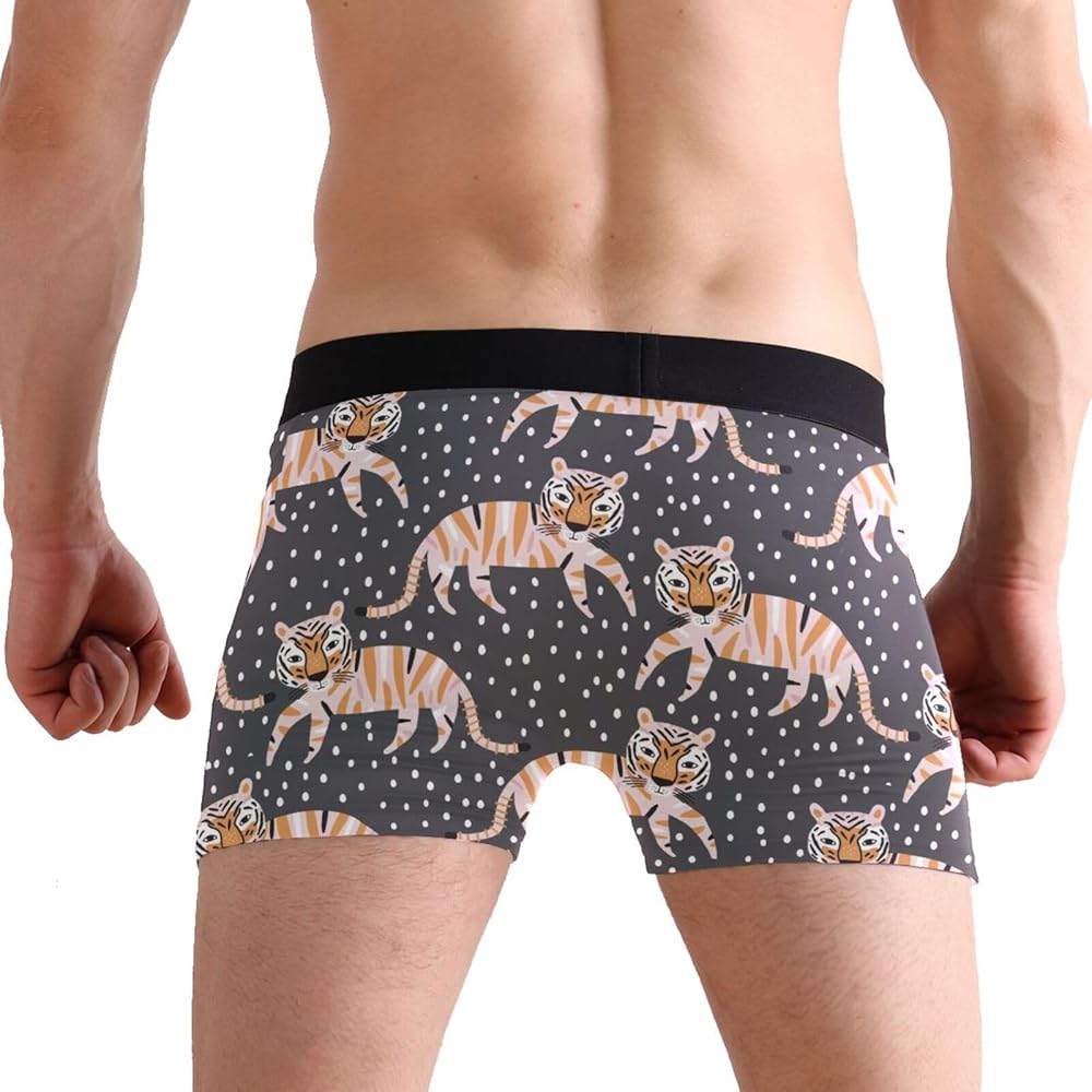 ZZKKO Tiger Polka Dot Mens Boxer Briefs Underwear Breathable