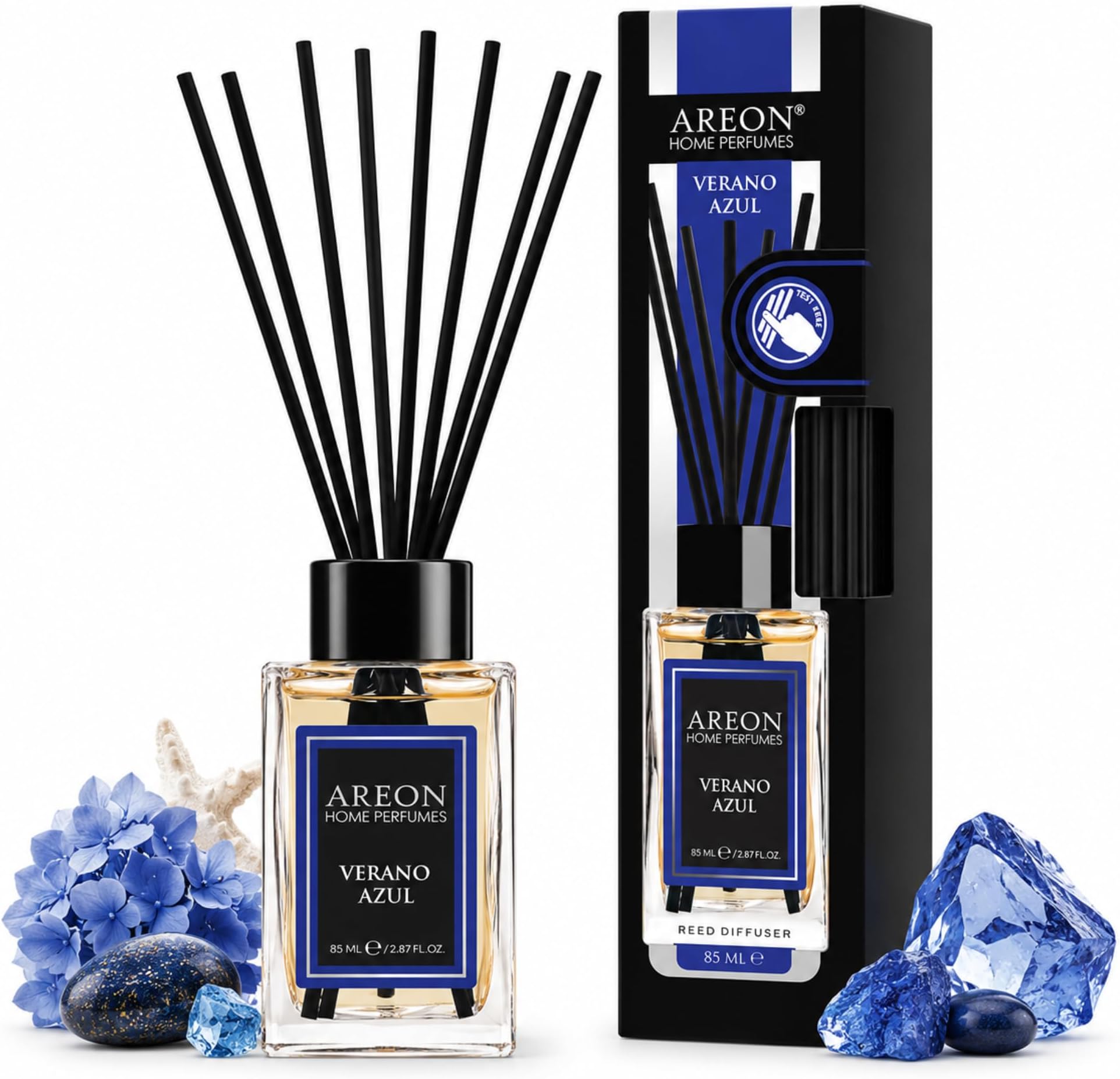 Areon Verano Azul Home Luxury Perfume Reed Diffuser,10 Rattan Reeds,85ml