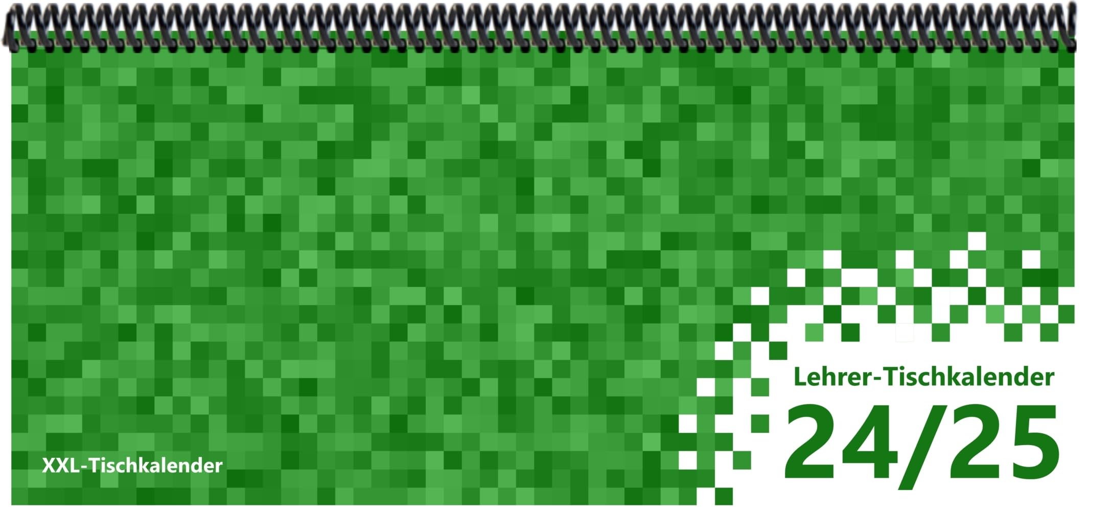 Lehrer - Tischkalender 2024/25: XXL-Tischkalender, Bunt-Kalender Pixel grün 14,5 x 32,5 cm