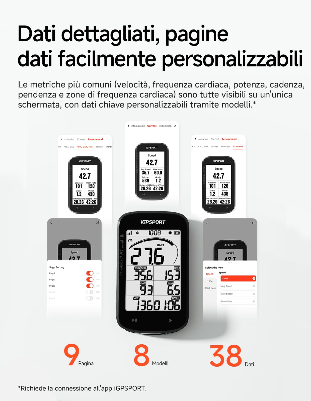 iGPSPORT BSC100MAX Ciclocomputer GPS, 40h Batteria, Impermeabile IPX7, Dati Personalizzabili