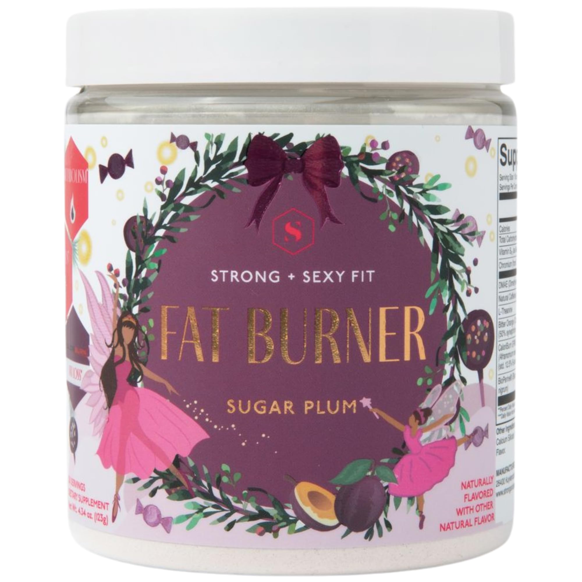 Strong + Sexy Fit, Weight & Diet Support Health Supplement, Workout Drink Powder, Natural Energy with Green Tea Extract, Appetite & Metabolism Support, Supplements for Women, Sugarplum Flavor, 30 Svg