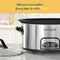 Vista 5 de Crock-Pot Olla de cocción lenta programable de 6 cuartos con temporizador y ajuste automático de calentador de alimentos, acero inoxidable