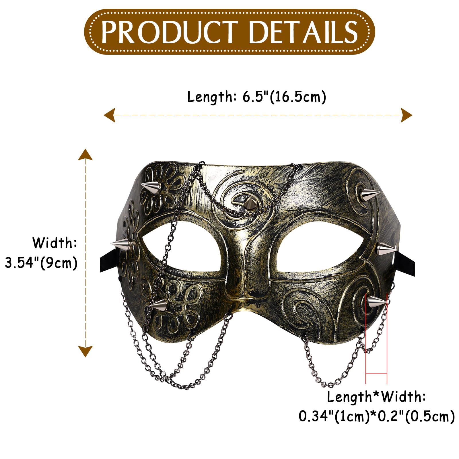 Oidea Masquerade Mask for Men Women: Antique Gold Gothic Steampunk Ghost Phantom Of The Opera Mask Halloween Costume Party Prom Ball Mardi Gras Venetian Mask - Image 4