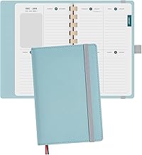 BEZEND Petit Agenda 2026 de Poche A6 16 x 10 cm [en Français] - Agenda 2026 Spirale Semainier avec Couverture Souple en Cuir PU, Bleu Hollandais