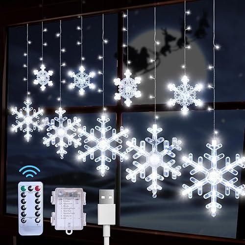 Decoración de luces para árbol de Navidad, control remoto de 4.9 pies y tiempo, 8 modos de luz con pilas, 78 luces LED verdes para cortina de