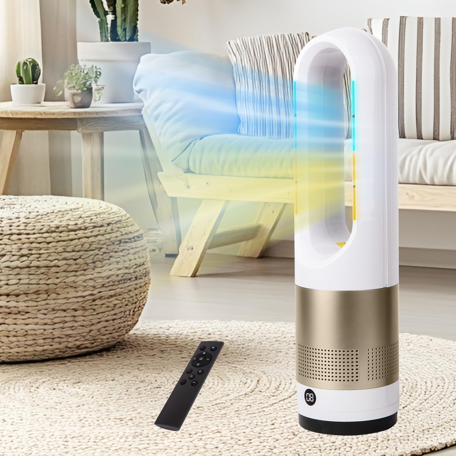 Amazon | セラミックヒーター【2025冷暖両用 羽根なし 2秒速暖】タワー