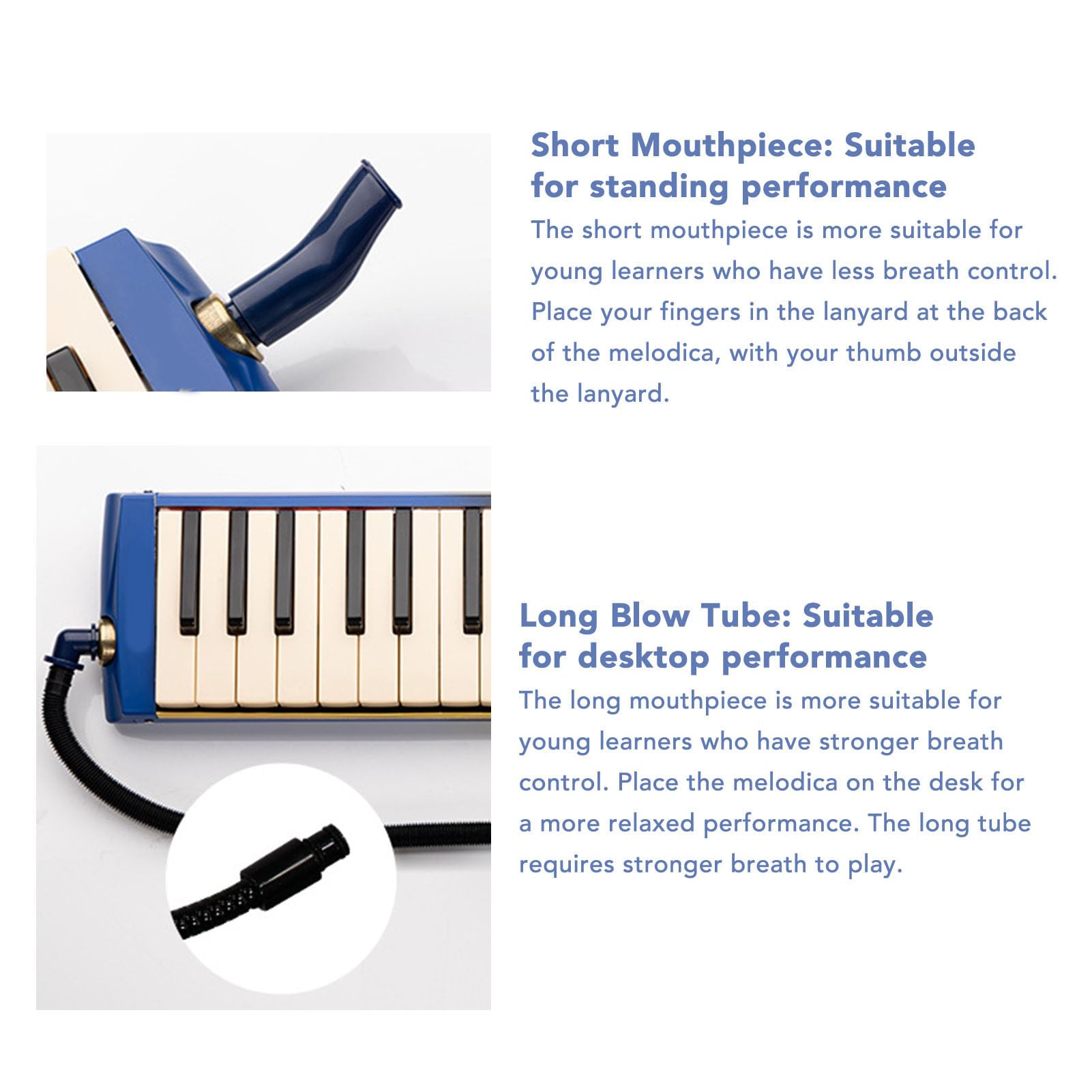 Instrument mélodica à 37 touches, piano à air et clavier mélodica avec deux tuyaux souples et deux embouchures, kit musical complet pour débutants, livré avec un sac de transport,