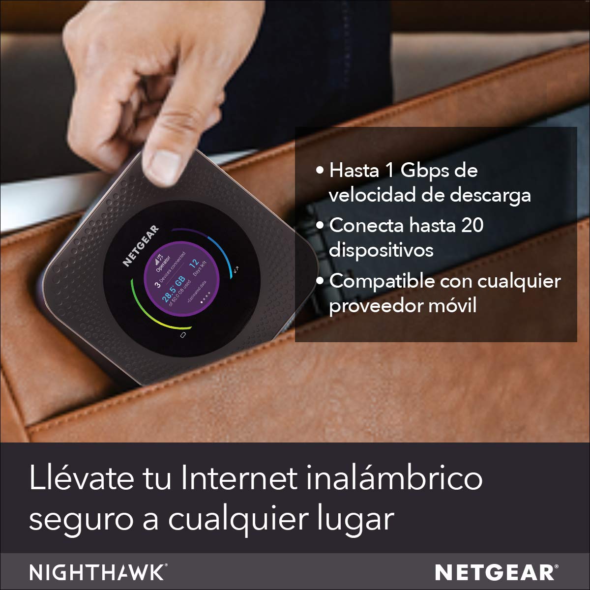NETGEAR Nighthawk M1 Hotspot Portátil MR1100 - Router 4G Ranura Sim Desbloqueada - Router Móvil para Viajar - Dispositivo MiFi Banda Ancha Móvil - Rápido Fiable Donde Sea