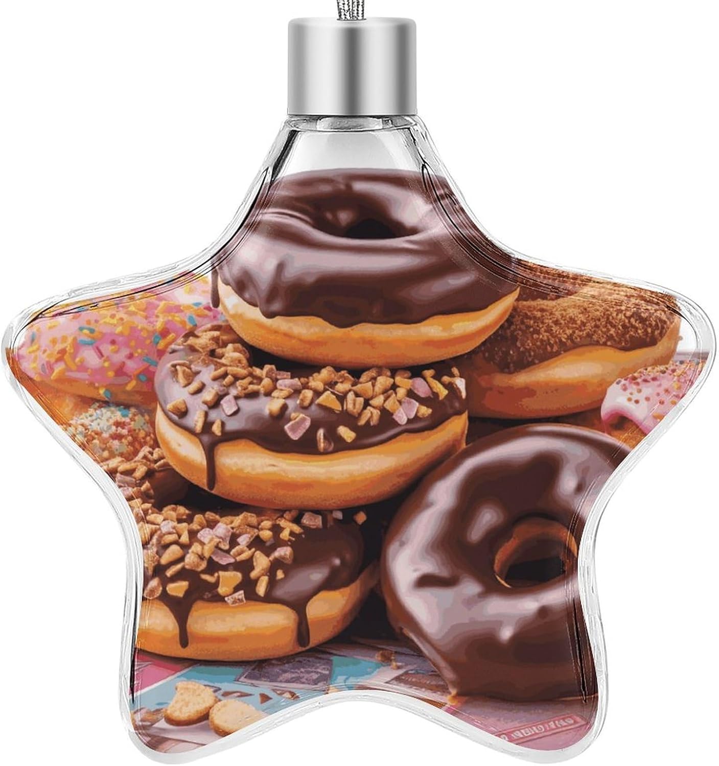 Donuts ChocolatePendant Christmas Necklace Christmas Tree Ornaments Beautiful Pendant for Automobile, Indoor, Window, Santa Claus, Thanksgiving Xmas Party Gifts