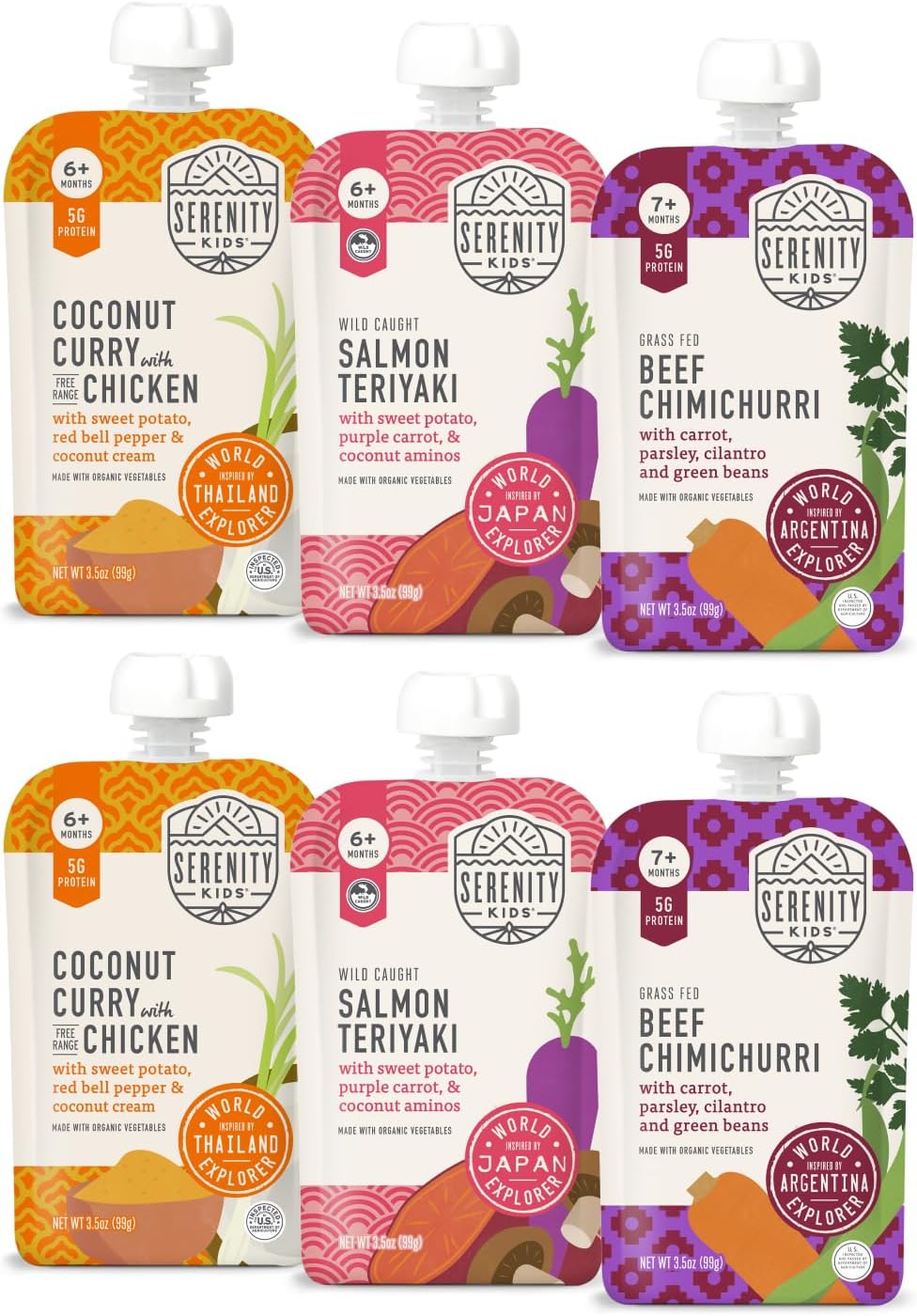 Serenity Kids 7+ Months Meat Baby Food Pouches - Stage 2 Baby Pouches for 7+ Months - Protein-Packed Beef Toddler Food Puree - No Added Sugar & Gluten Free Snacks - 3.5 Oz, Pack of 6