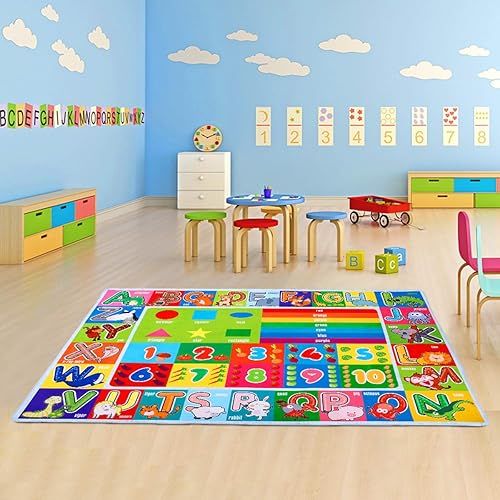 Miniatura 9 de IMIKEYA Playtime Collection - Alfombra educativa ABC, con números y formas, alfombra de juego suave para niños pequeños, alfombra de aprendizaje