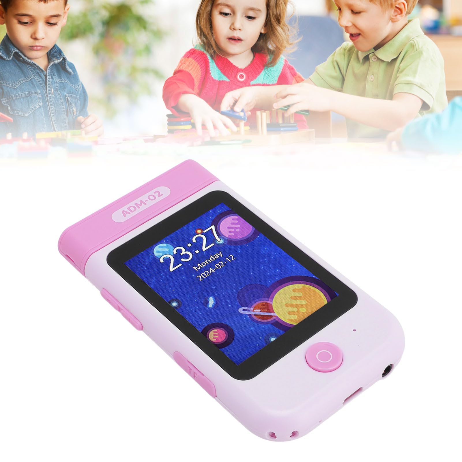 Giocattoli per Smartphone per Bambini, Touchscreen da 2,8 Pollici, Giocattoli Didattici per Cellulare con Fotocamera Ribaltabile a 180°, Lettore Video Musicale, Giochi Puzzle, (rosa chiaro)