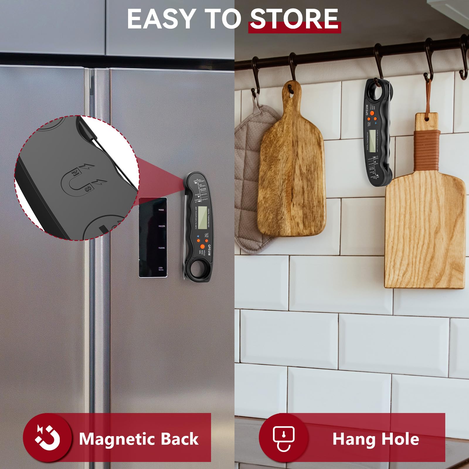 Termómetro digital para carne de lectura instantánea, termómetro de alimentos para asar y cocinar, color negro