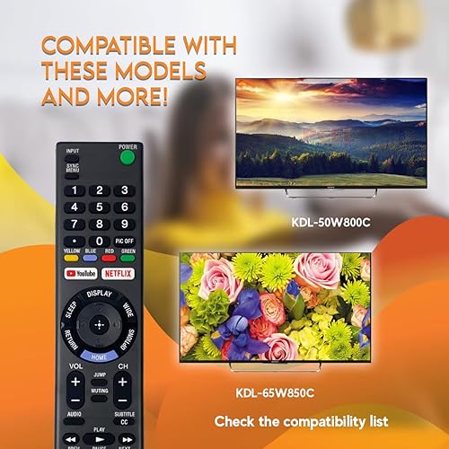 Miniatura 3 de Ceybo Mando a distancia OEM RMT-TX300U compatible con Sony Bravia XBR, modelos de TV KDL incluye atajos de Netflix y YouTube