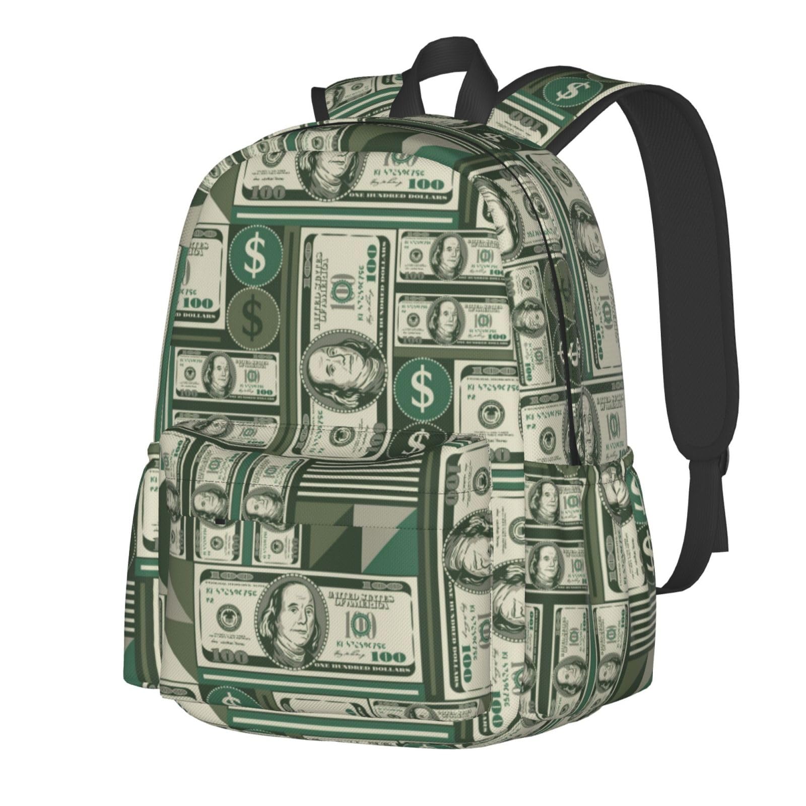 Jbofyee Money Laptop Backpack For Men Women, Hundred Dollar Bill Lightweight Daypack Bookbag For Daily Commutes Business Travel Hiking