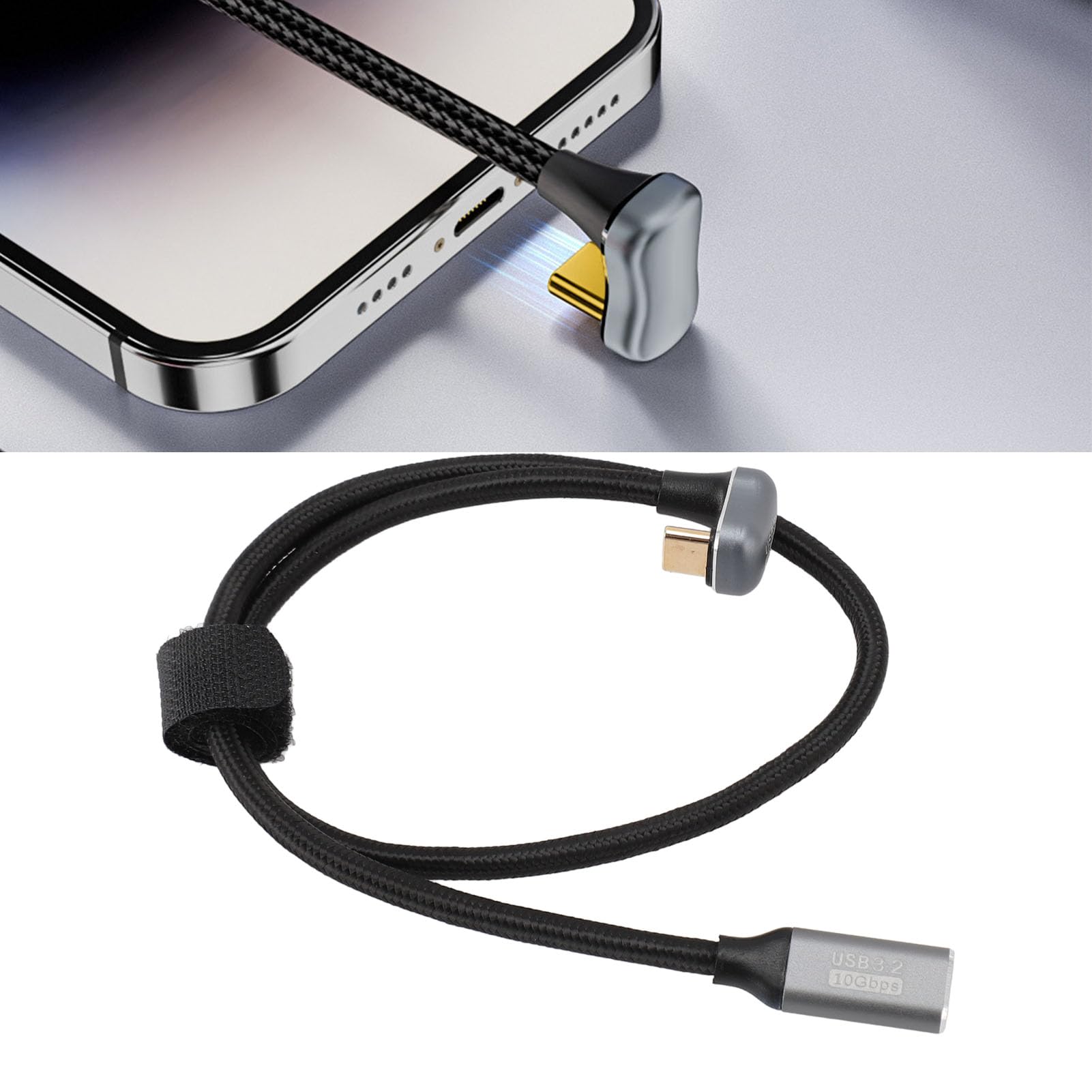 Kabel Przedłużający Typu C, Kabel Danych USB3.2 Gen2 10 Gb/s 4K 60 Hz Kabel Danych Typu C do Typu C Obsługuje Słuchawki z Ekranem Projekcyjnym OTG (50cm)