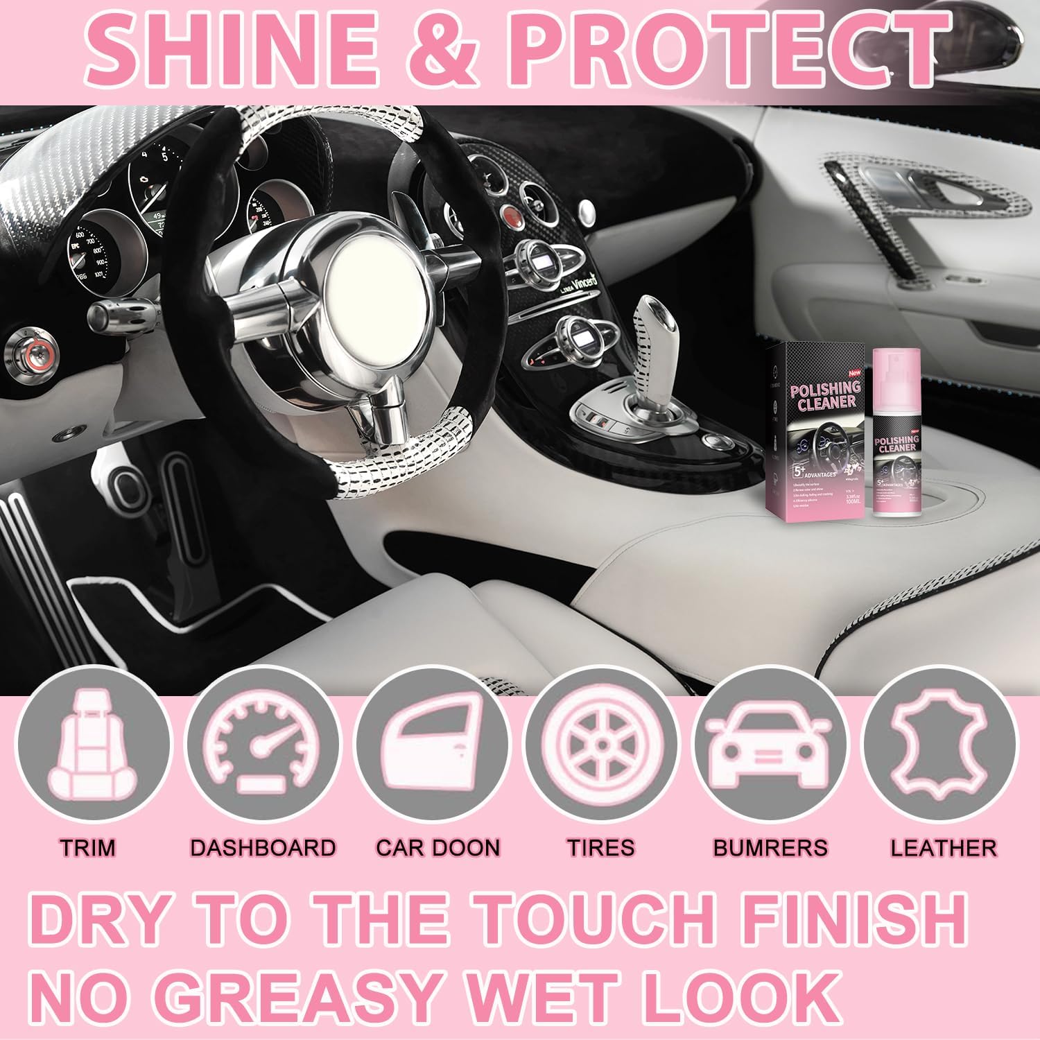 Timeno 2026 New Polishing Cleaner Car Interior, Interior All Purpose Car Cleaner for Rubber, Leather (2) - Image 2