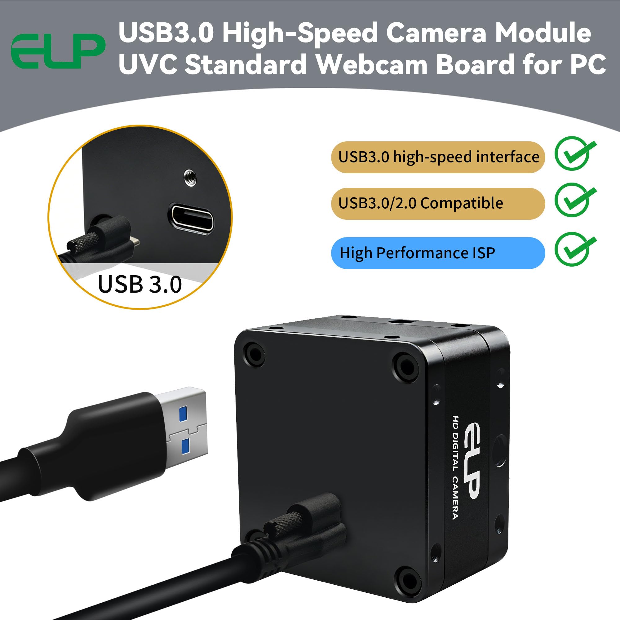 ELP USB3.0 カメラモジュール 2160P@60fps 高速 産業用 カメラ ELP USB3.0 カメラモジュール 2160P@60fps 高速 産業用