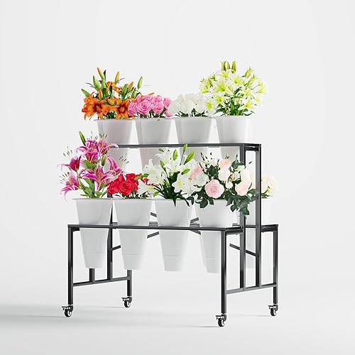 Zhongma Flower Bar Stand Display shelf with White Buckets for