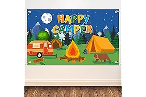 Camping Theme Party Decorations - Forest Adventure Photography Backdrop Banner