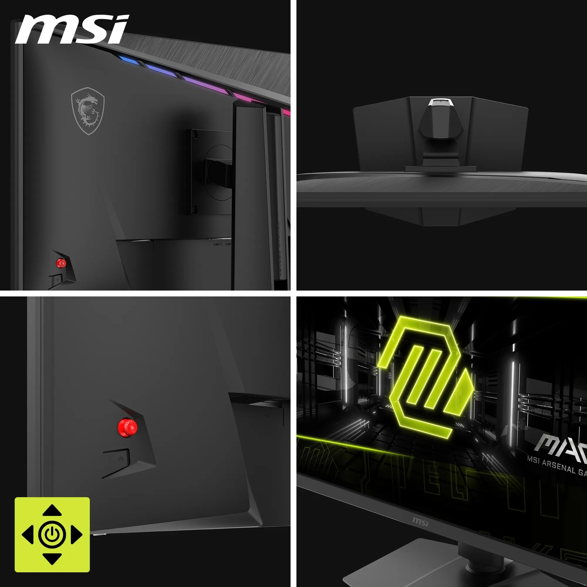 MSI MAG 272URDF E16, monitor gaming 27" 4K UHD (3840x2160), Rapid IPS, 0,5 ms, DisplayHDR 400, Eye Care, AI Vision, modalità duale, HDMI 2.1, DisplayPort 1.4a, supporto regolabile inclinazione/altezza