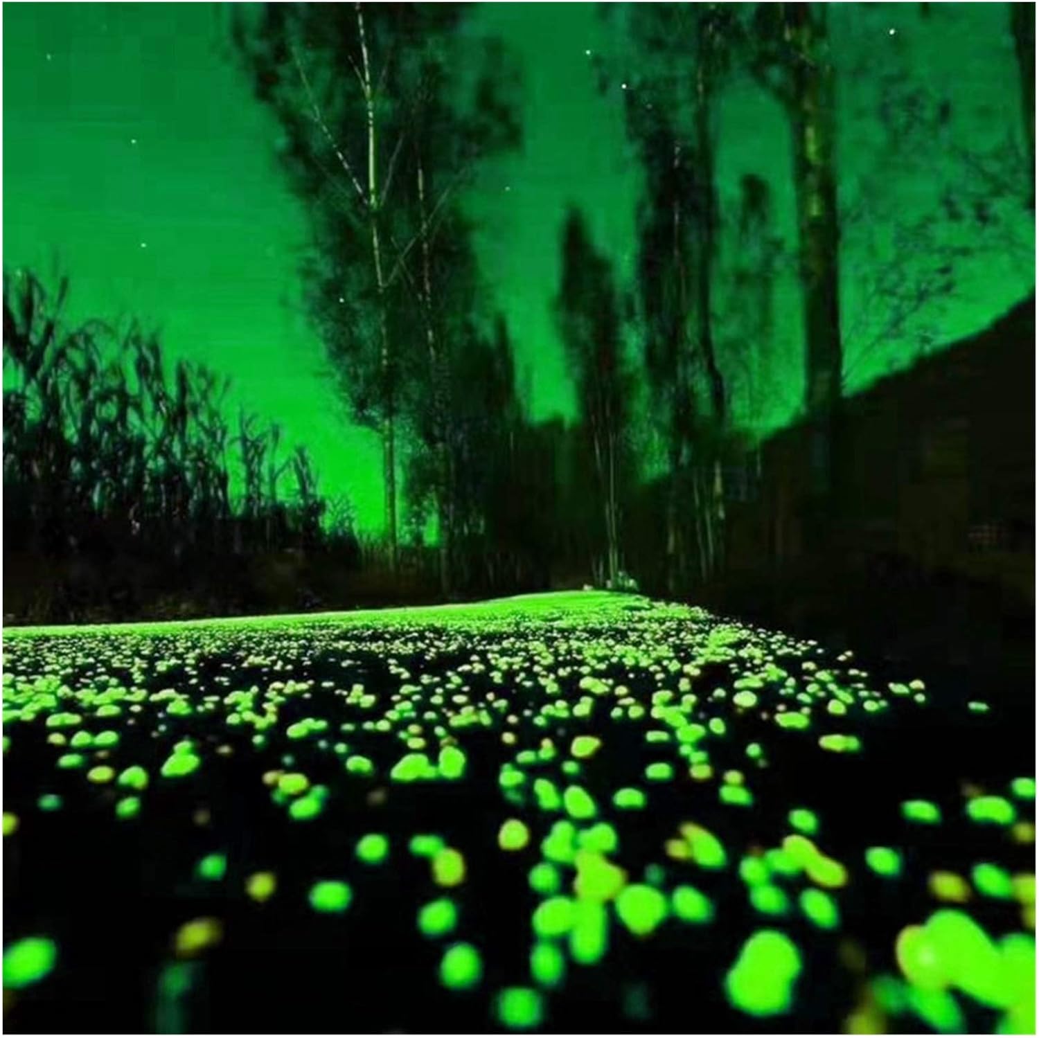 Glowing Stone Yellow Pebbles Glowing Green in The Dark, Luminous Stones for Pavement Decoration in Gardens and Parks, Shiny Plastic Pebbles for Potted Fish Tanks (Size : 400PCS)