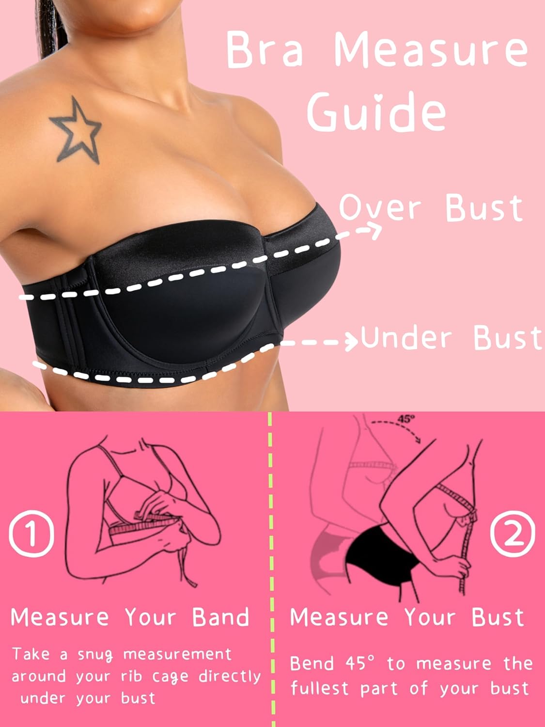 Women's Push up Strapless Bra Strapless Bra for Large Breasts with Clear Straps, Never Move On Party Cup B/C/D/DD/DDD/G - Image 5