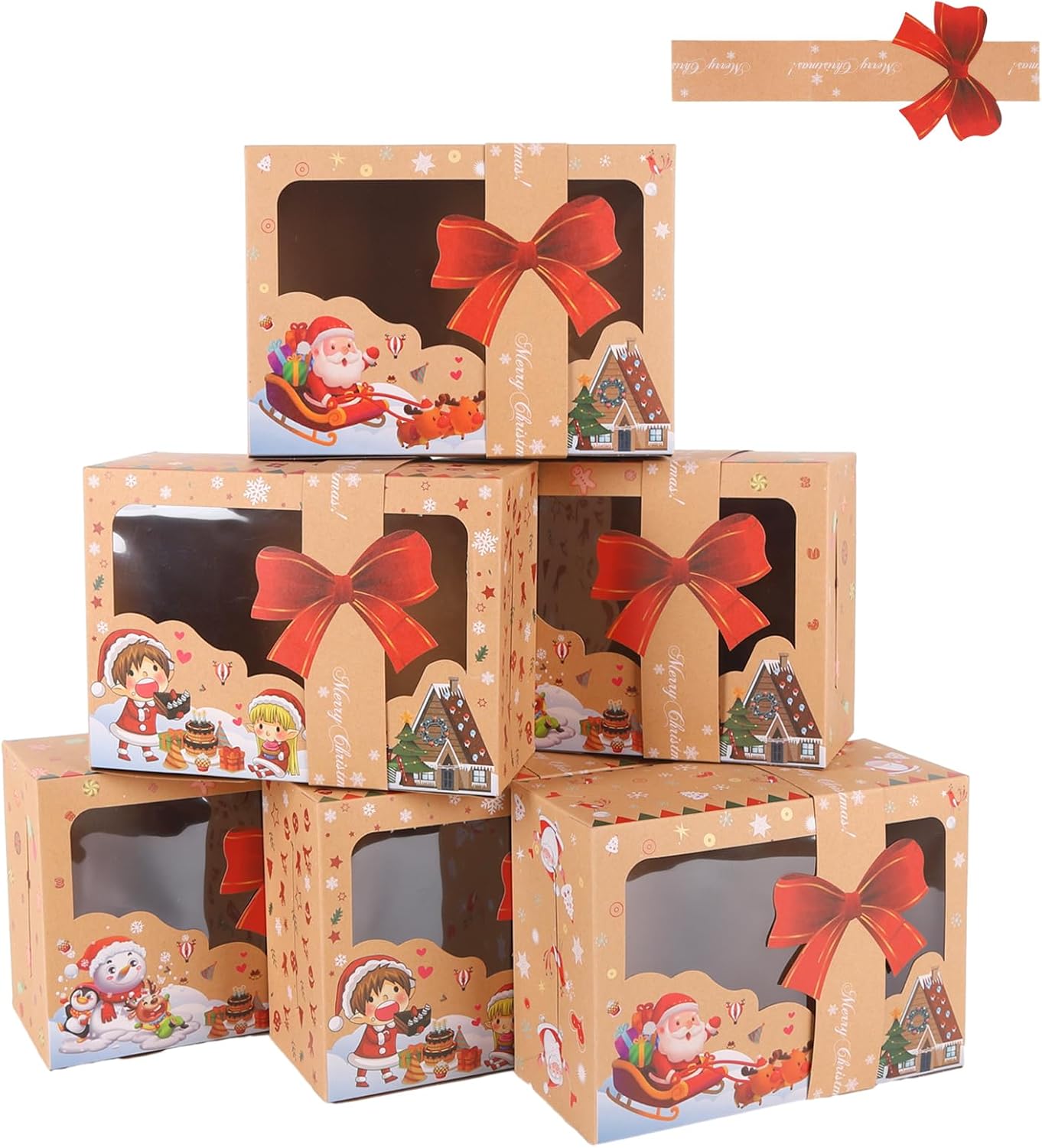 12 Packs Christmas Cupcake Boxes Xmas Cookie Boxes Gift Boxes with