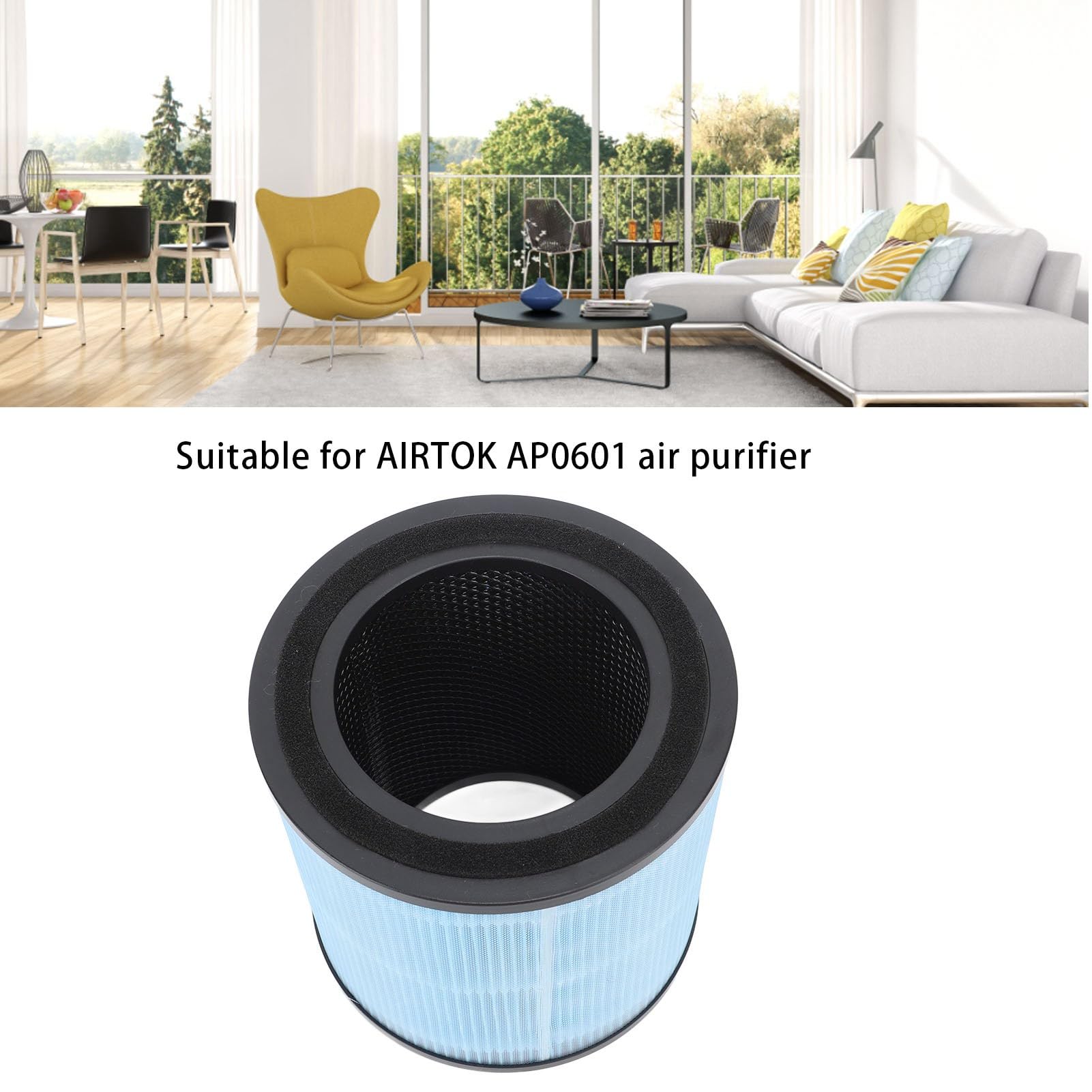 Airtok Ap0601 Elemento Filtrante, Filtro Hepa Vero H13 A 4 Strati Cartuccia Filtrante per Purificatore D'Aria Particolato Ad Alta Efficienza In Nylon, per Filtro Aria Ap0601 Accessori di Ricambio