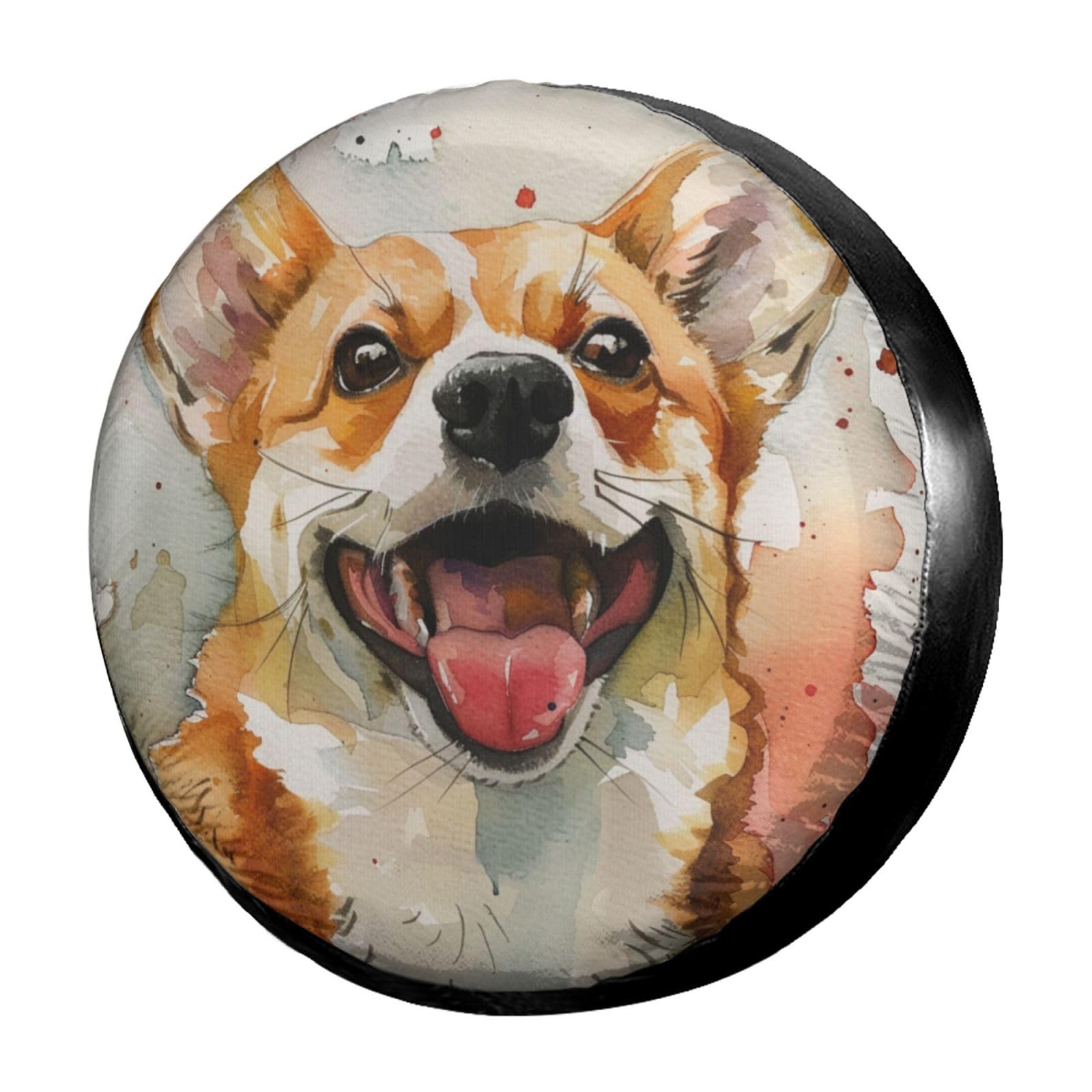 Dujiea Watercolor Cute Corgi Spare Tire Cover, Universal Wheel Tire Cover Waterproof Dust-Proof Tire Protectors for Trailer Rv SUV Truck Camper and Many Vehicle 14 15 16 17 Inch