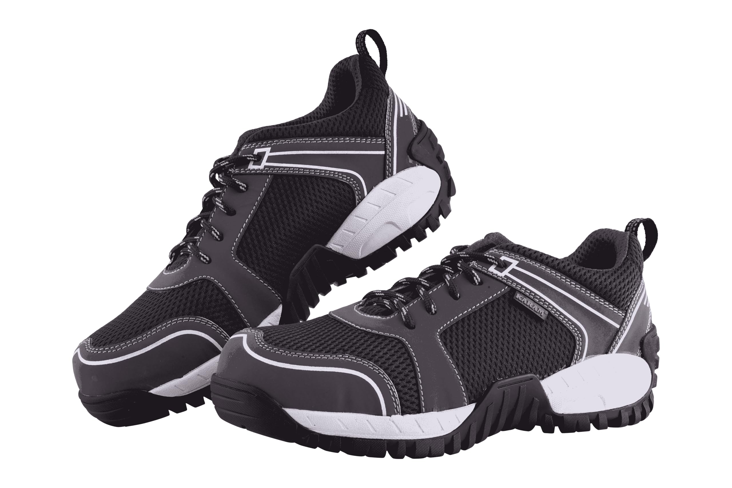 Karam FS251 Grey Microfiber PU Leather Lightweight Safety Shoes for Men | Double Density, Antistatic, Antislip & Abrasion Resistance with Fiber Toe Cap | Size-09