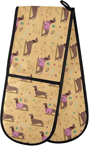 Miniatura 6 de Spring Bird Butterfly Floral - Guantes de cocina dobles resistentes al calor, antideslizantes, extra largos, 7 x 35 pulgadas, para cocinar, hornear,