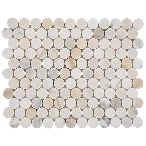 White Marble Mosaic Tile, Honed Real Calacatta Gold Marble Tile