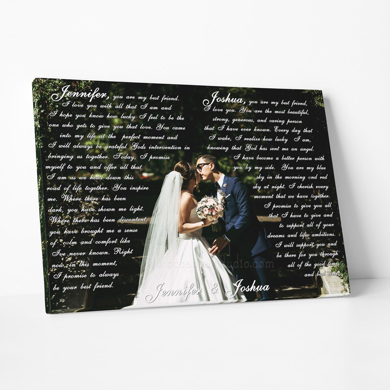 Personalized wedding photo, vows on canvas, lyrics on canvas, text on canvas, wedding song canvas.
