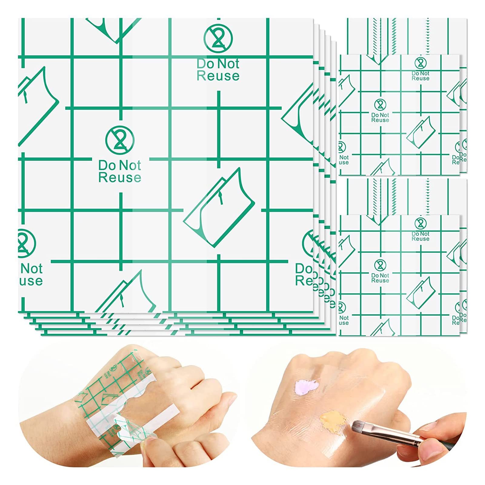 100pcs Hand Palette Sticker, PU Film Transparent Waterproof Self Adhesive Makeup Hand Palette for Professionals Beginners