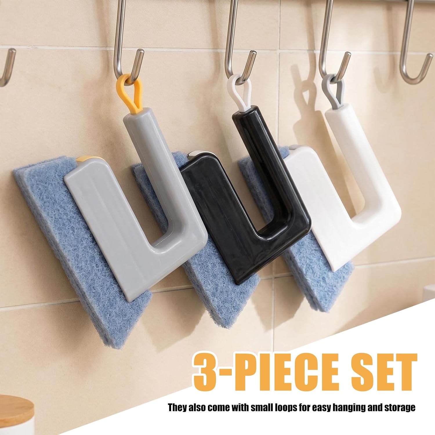 3PCS New Magic Window Track Cleaner,2-in-1 Car Window Sill Cleaner Tool for Cars Air Vents with Scraper & Comfortable Handle,Reusable Car Windows Track Cleaning Tools