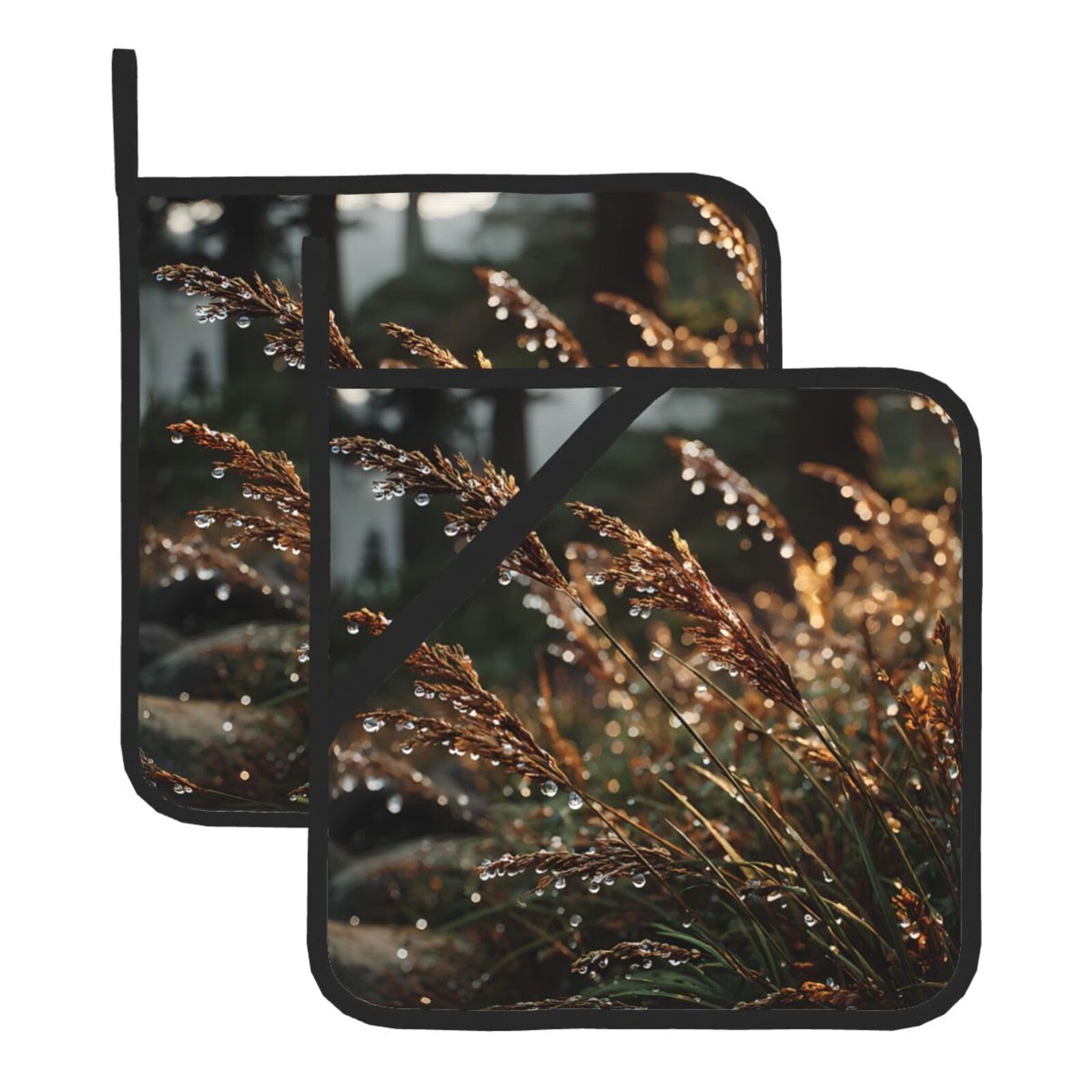 Forest Wheat Square Heat Resistant Trivet Set Thick and Durable for Baking Barbecue Cookware Oven