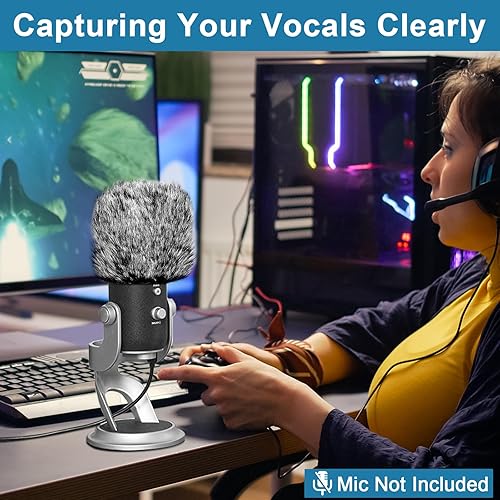 Miniatura 2 de ChromLives Funda de micrófono compatible con Blue Yeti, parabrisas de micrófono, funda de espuma para el viento, compatible con Blue Yeti,