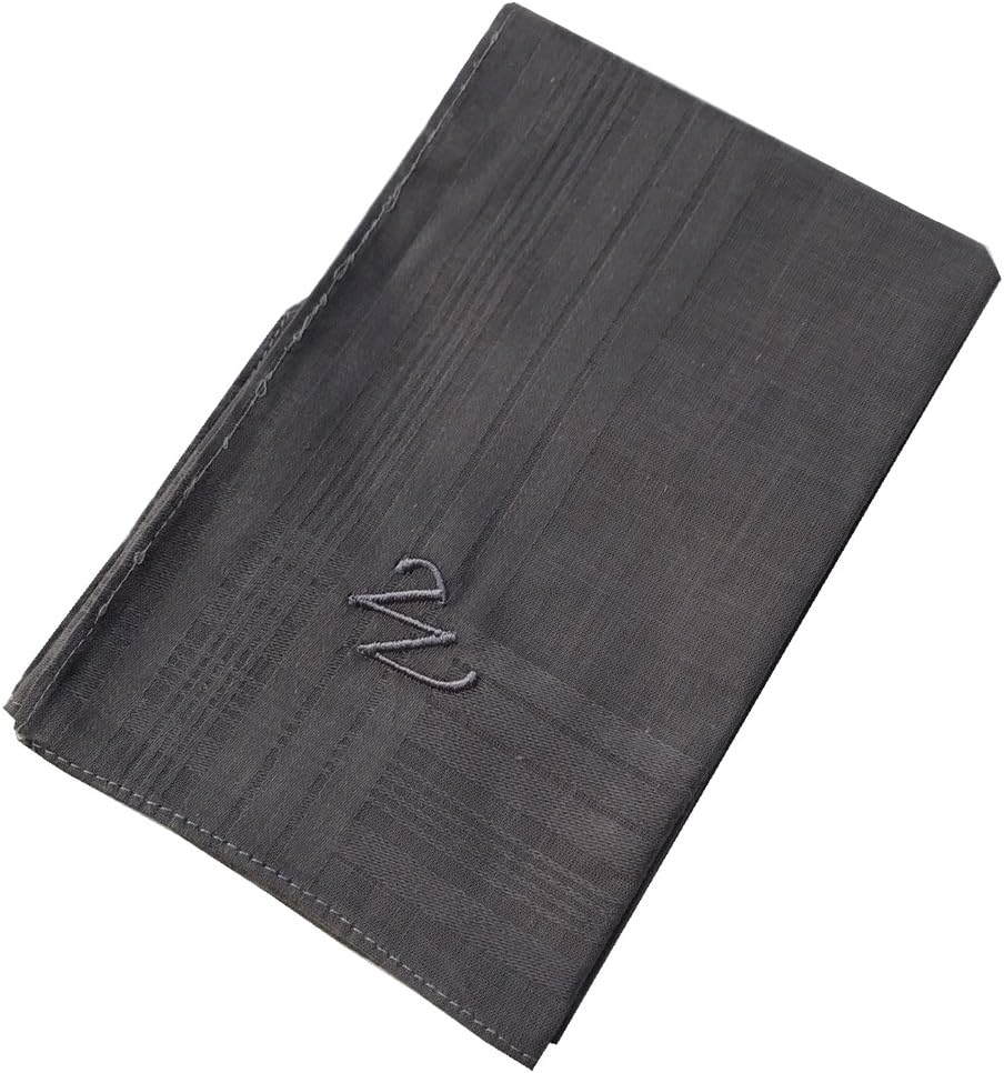 OWM Handkerchief Pack of 3 Cotton Embroidered Initial Monogram Handkerchief Men (W, Assorted)