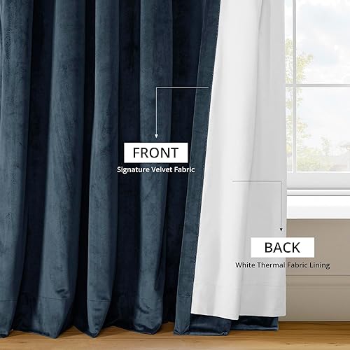 Miniatura 8 de HPD Half Price Drapes Velvet Blackout Curtains/Drapes - 84 Inches Long 1 Panel Blackout Curtain Signature Pleated for Living Room & Bedroom - 25W X