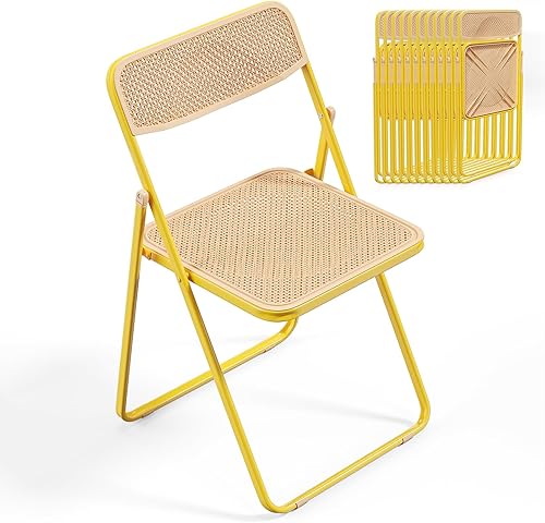 Miniatura 10 de VINGLI Silla plegable moderna con marco de hierro con panel de textura tejida, diseño que ahorra espacio para fiestas, bodas, eventos, oficina