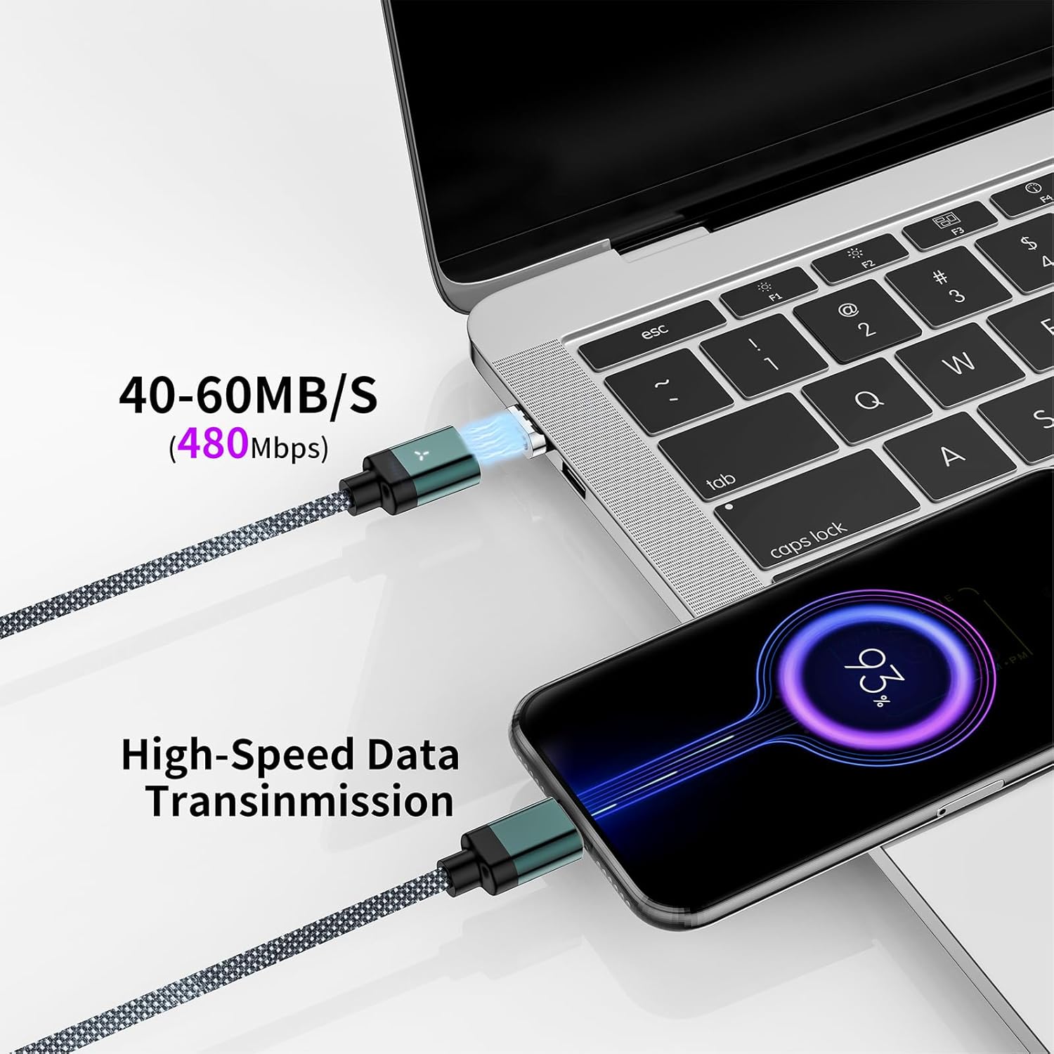 100W 2 in 1 Magnetic Charging Cable, USB C to USB C Cable [2-Pack, 4/6.6FT], Magnetic Connector Tips Head for USB-C (4 Pack)
